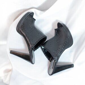 Carlos Santana Open Toe Leather Sandal Slip On Platform Shoes Black Sz10M